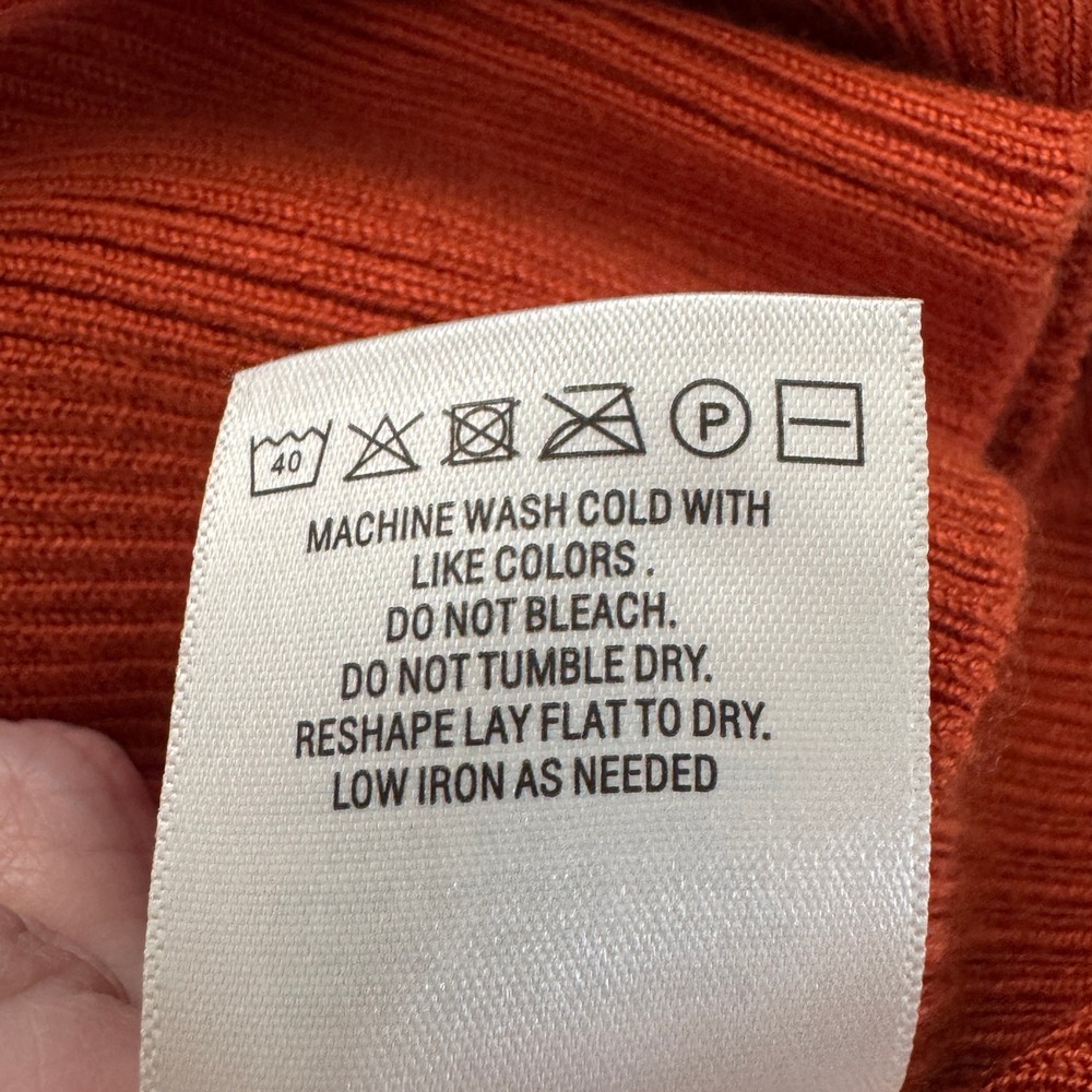 Anthropologie Halter Tank Top Medium Orange Ribbed Knit Criss Cross Keyhole NWT - Picture 10 of 11